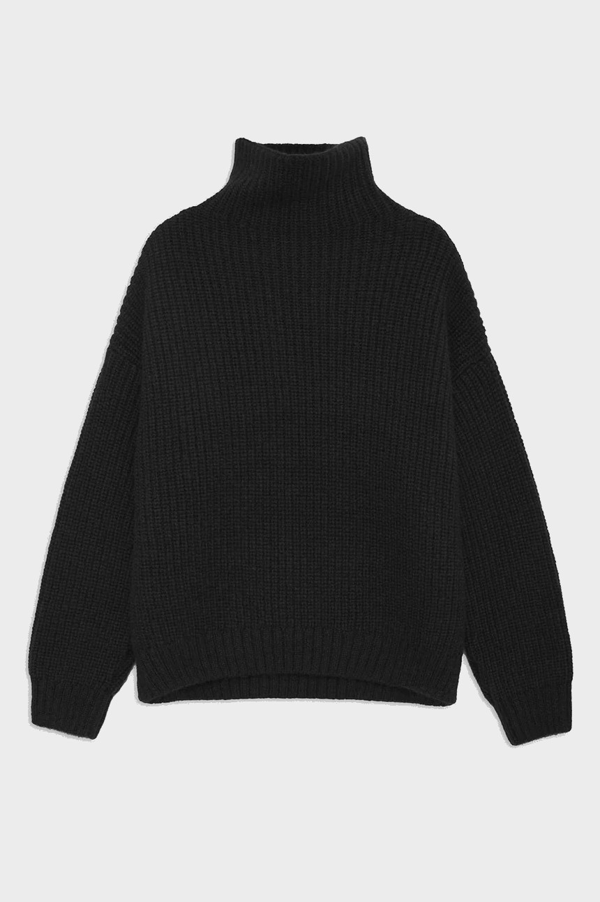 ANINE BING Sydney Turtle Neck Knit Pullover in Black