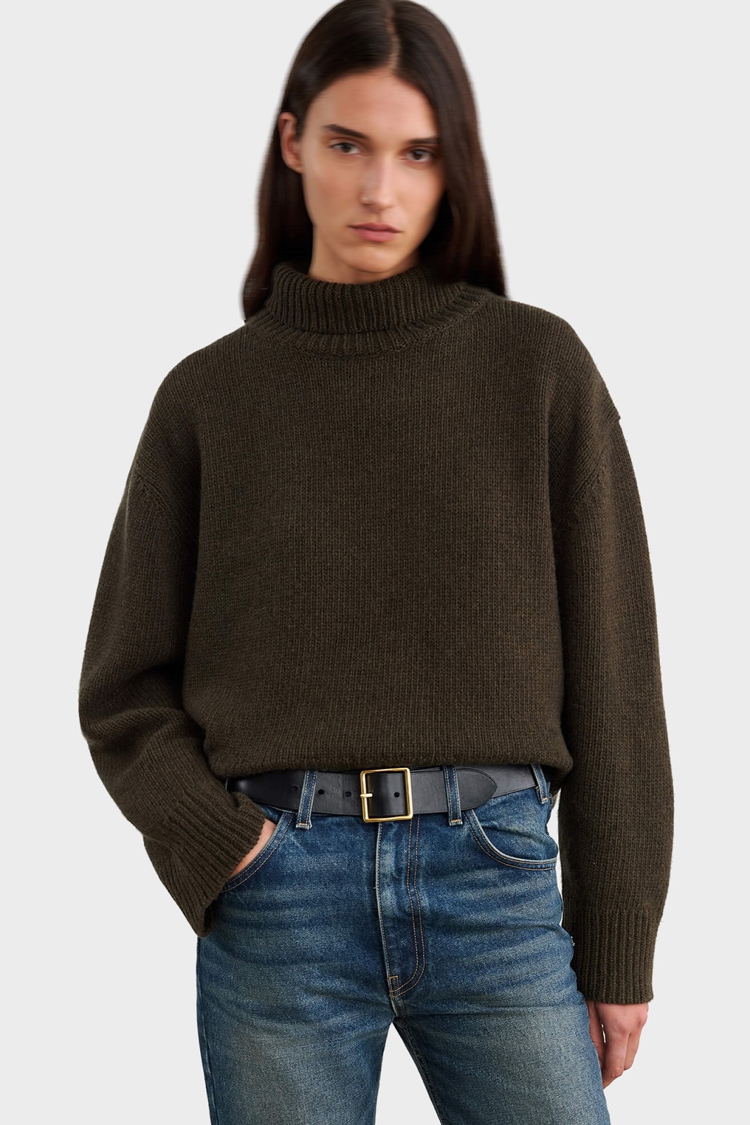 NILI LOTAN Omaira Turtleneck Knit Sweater in Dark Pine