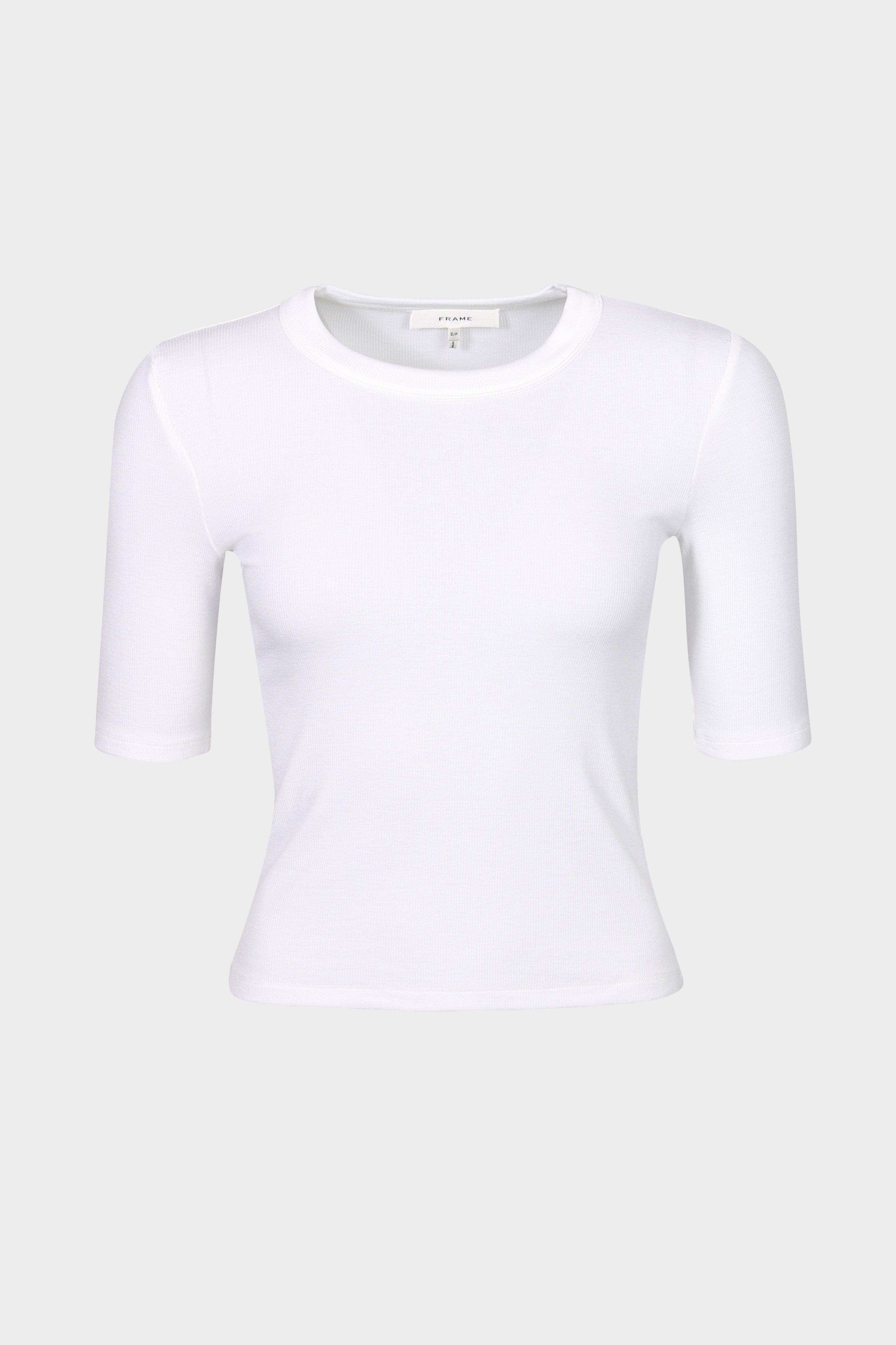 FRAME Rib Crewneck Tee in White