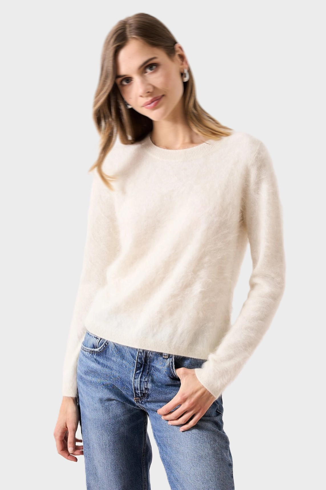 ABSOLUT CASHMERE Clare Brushed Cashmere Sweater in Cream