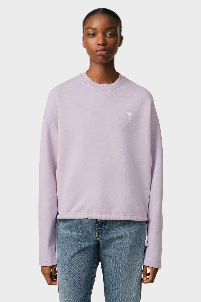 AMI PARIS Drawstring Sweatshirt in Lilac