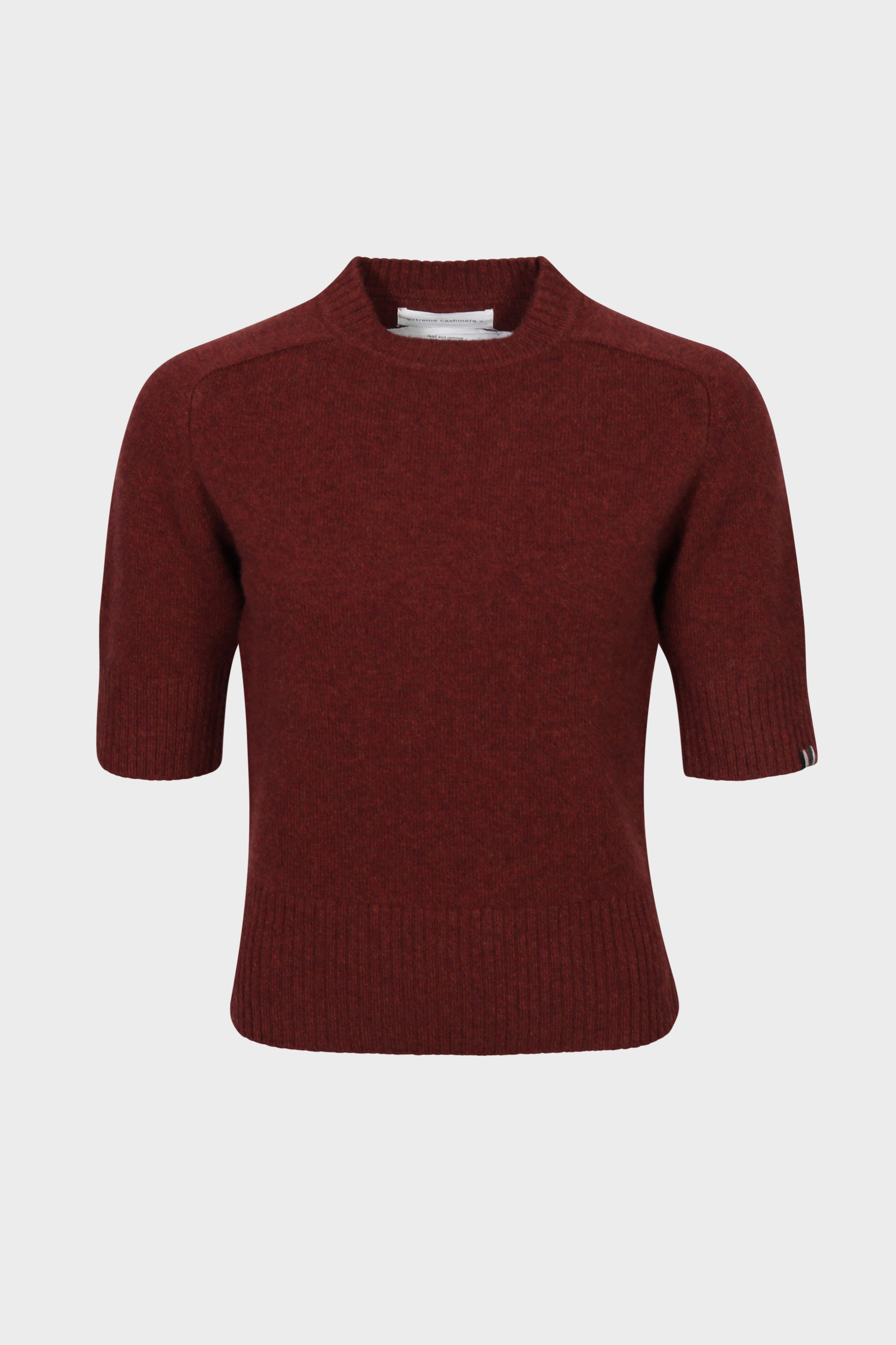 EXTREME CASHMERE Short Sleeve Sweater N°374 Lauren in Maroon