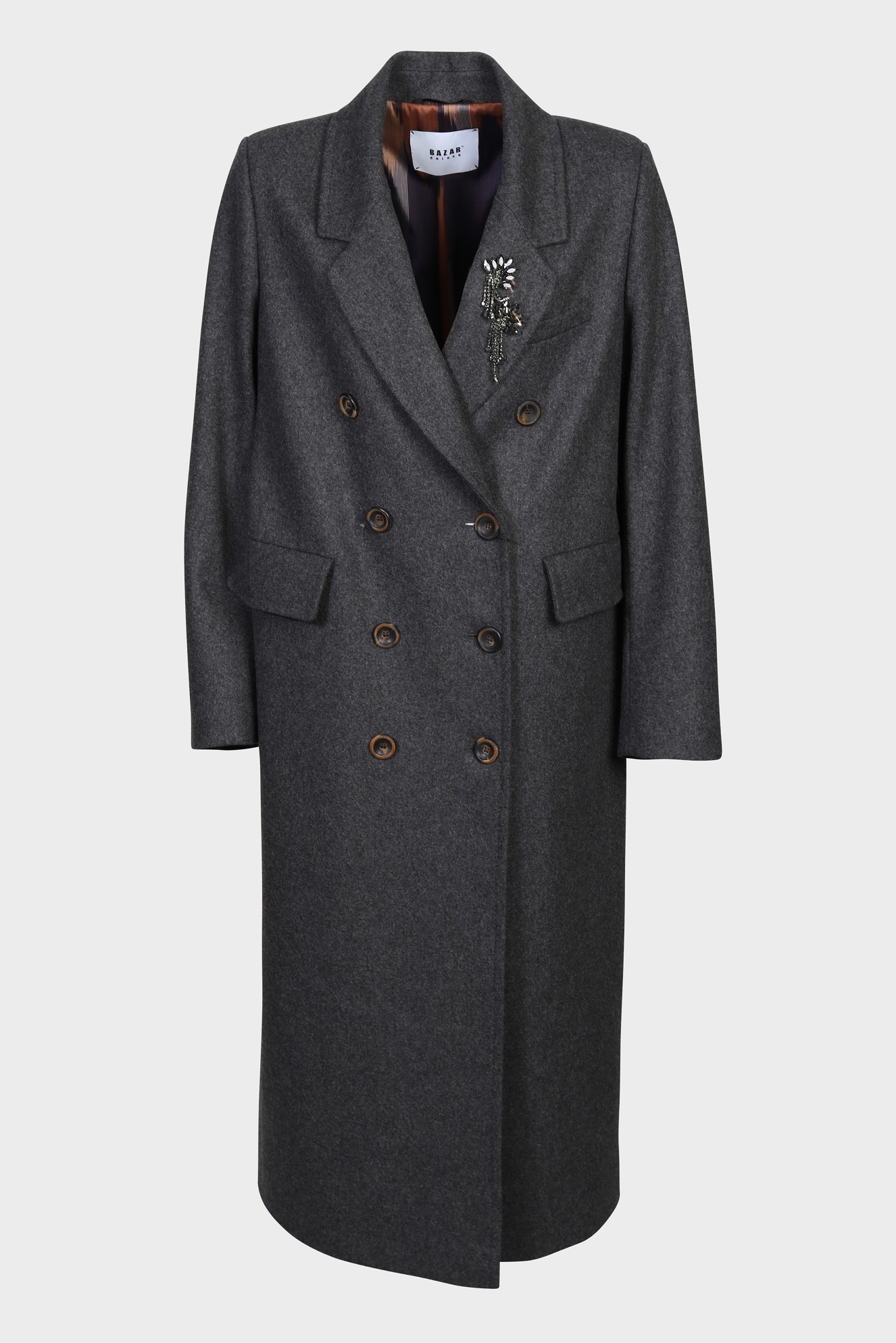 BAZAR DELUXE Wool Coat in Grey Melange