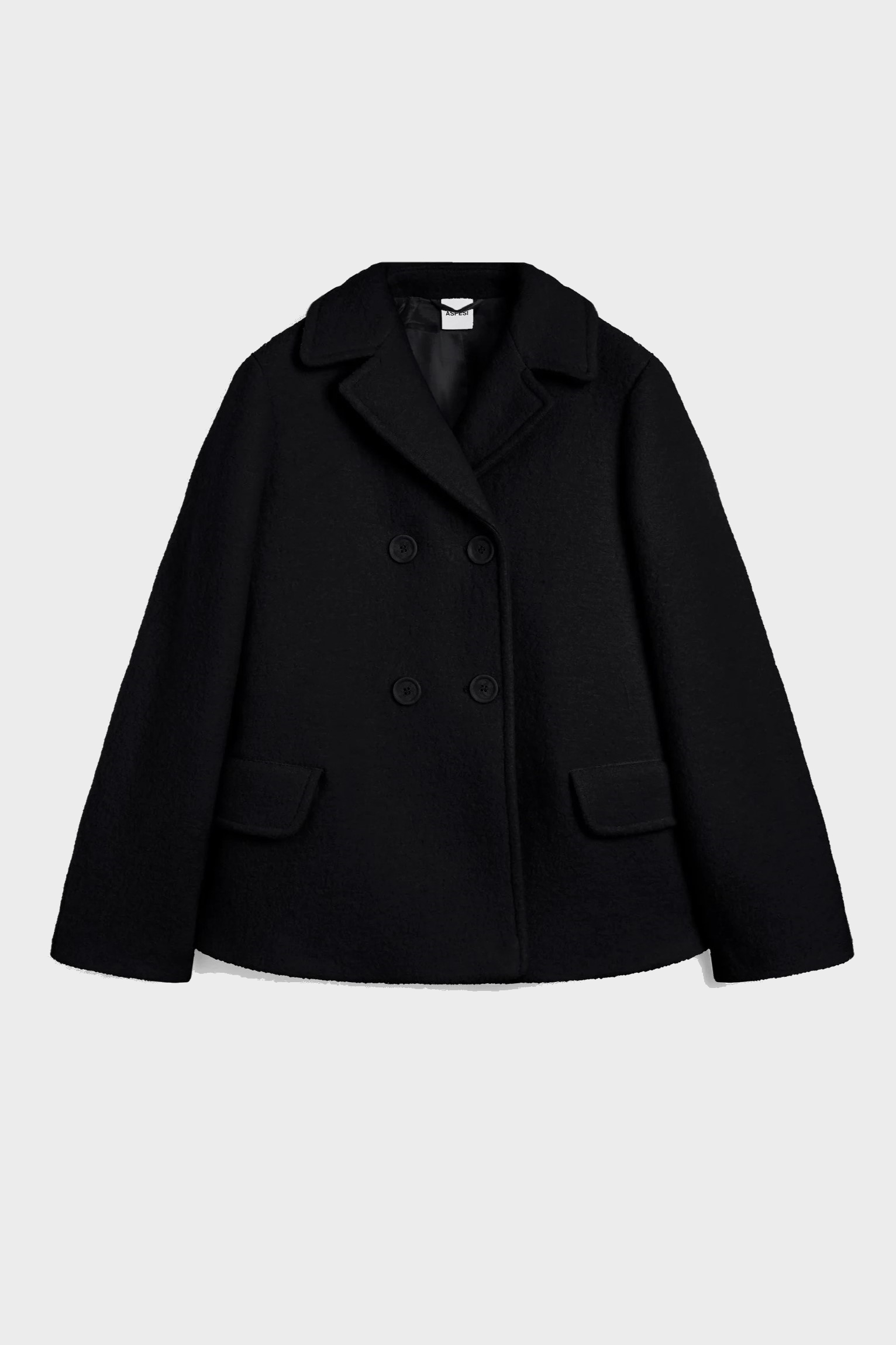 ASPESI Boiled Wool Boxy Jacket in Black