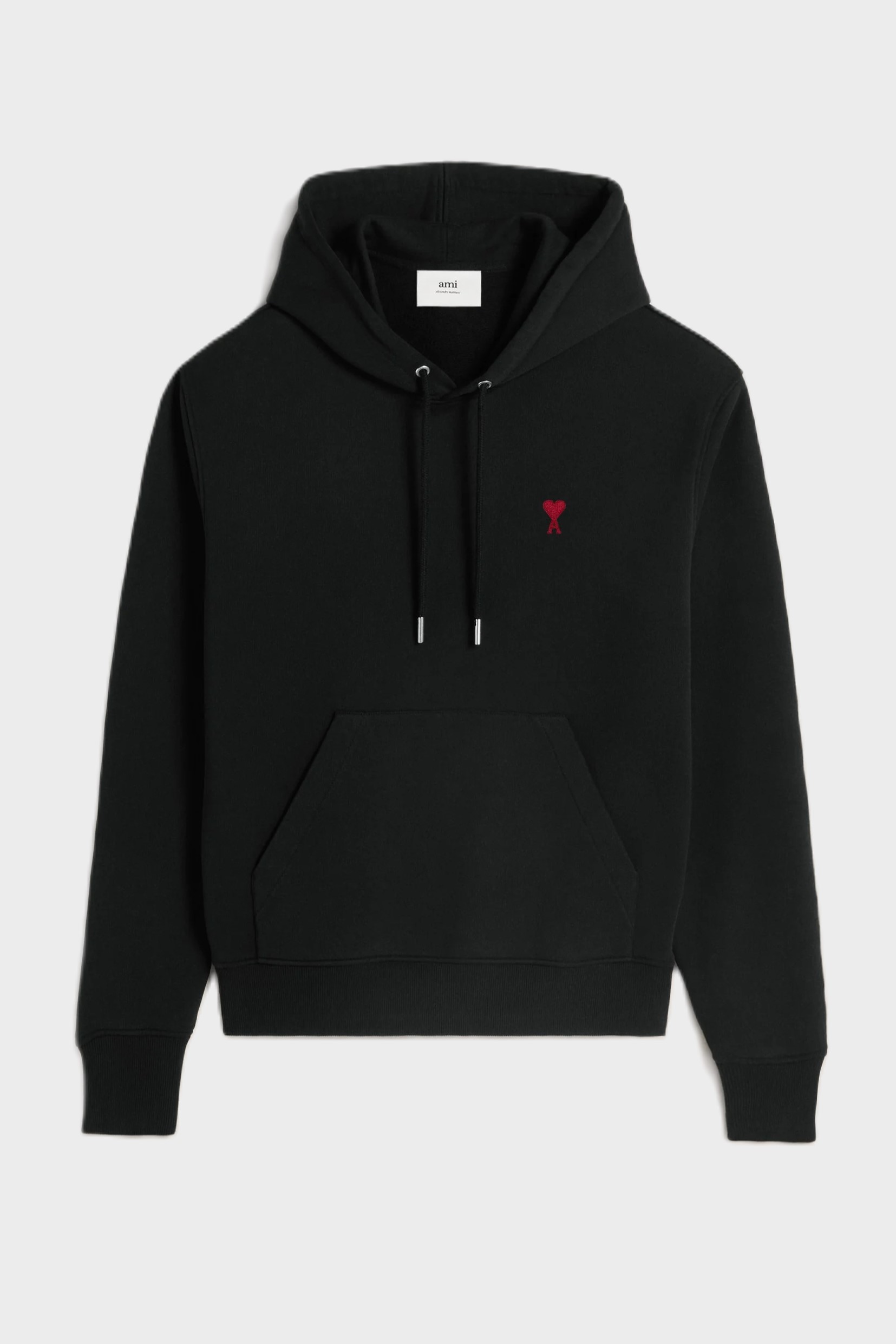 AMI PARIS de Coeur Molleton Hoodie in Black/Red