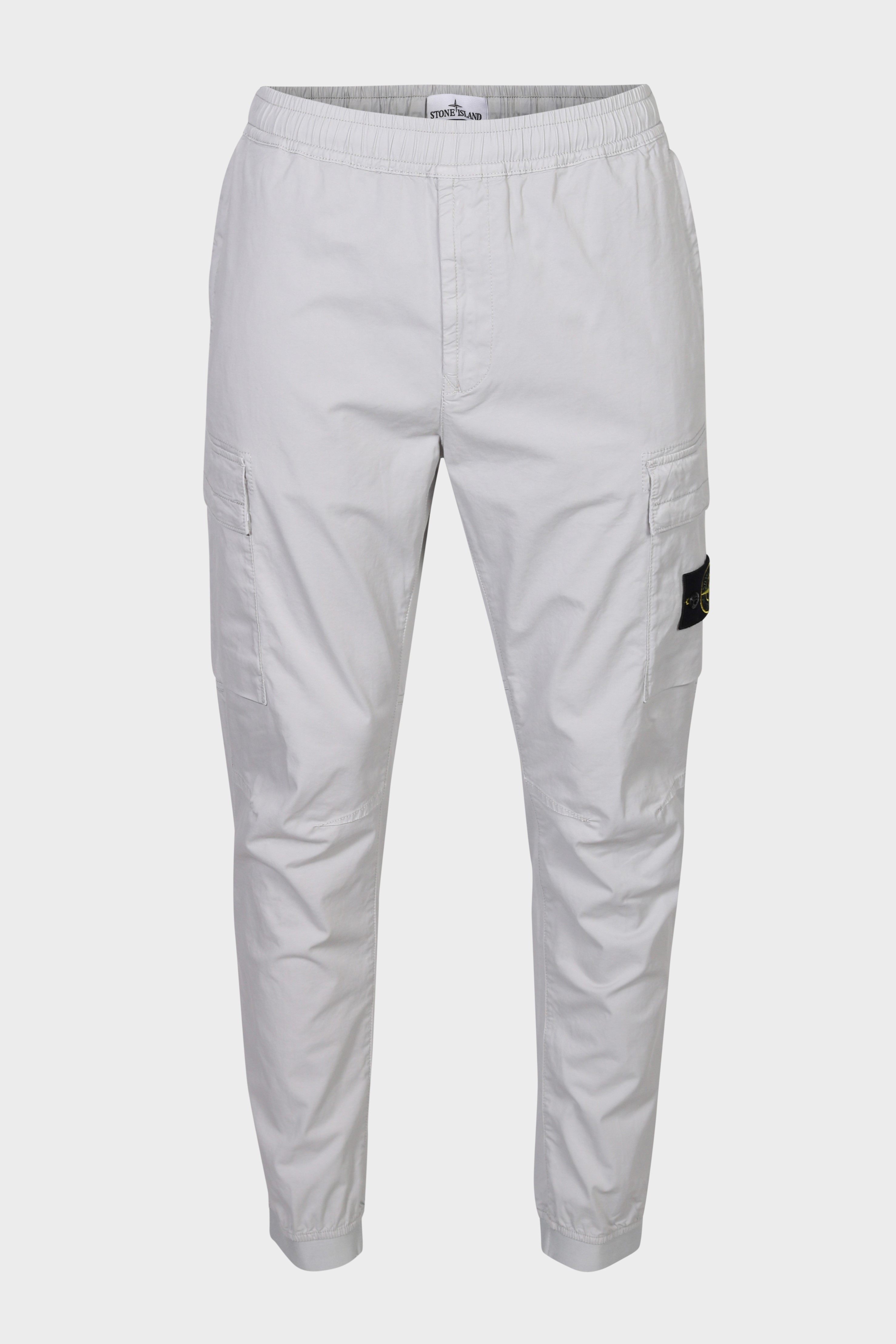 STONE ISLAND Elastic Waist Cargo Pant in Light Grey