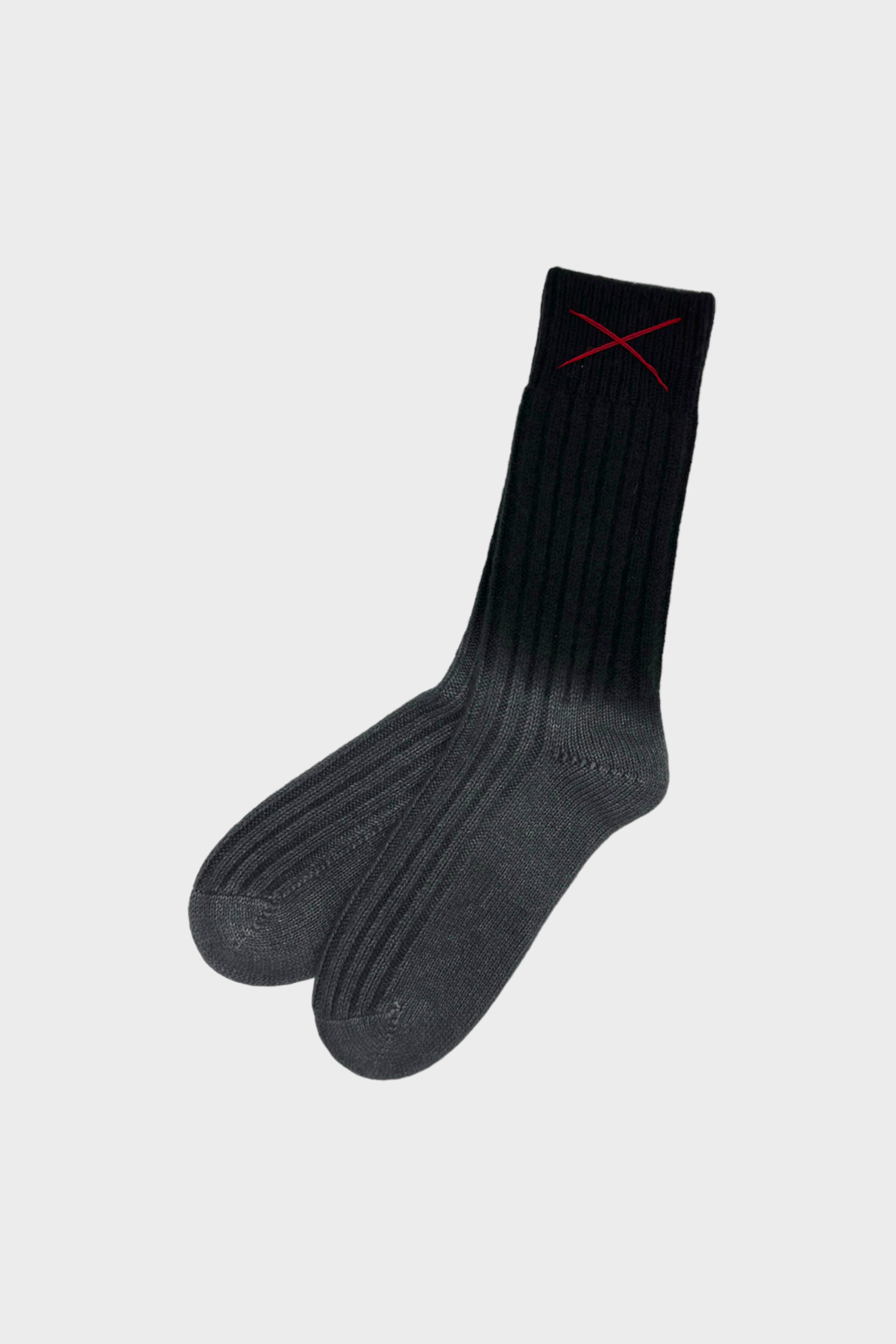 MELL-O Two Block Cashmere Socks in Black/Grey