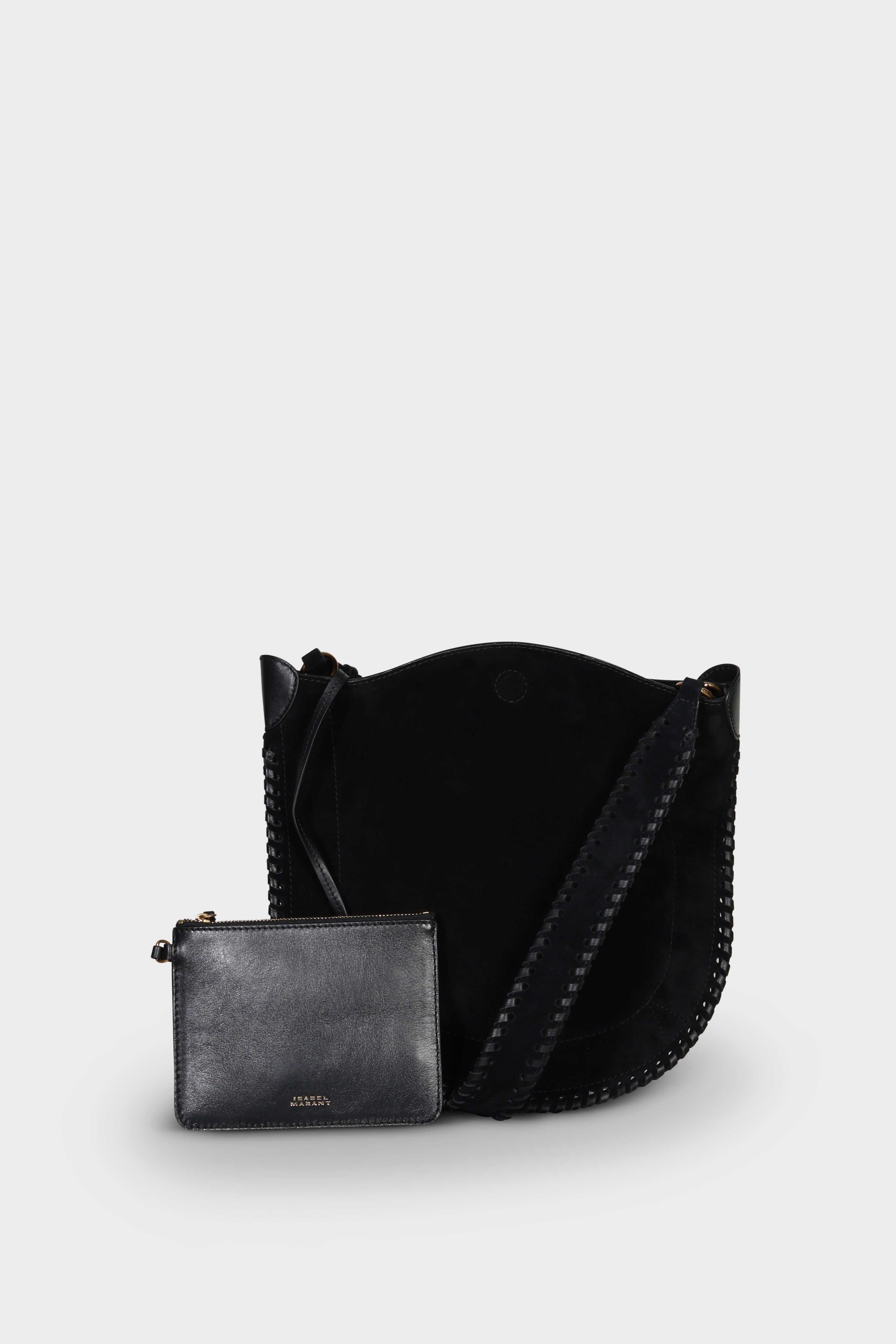 ISABEL MARANT Oskan Soft Shoulder Bag in Black Velvet