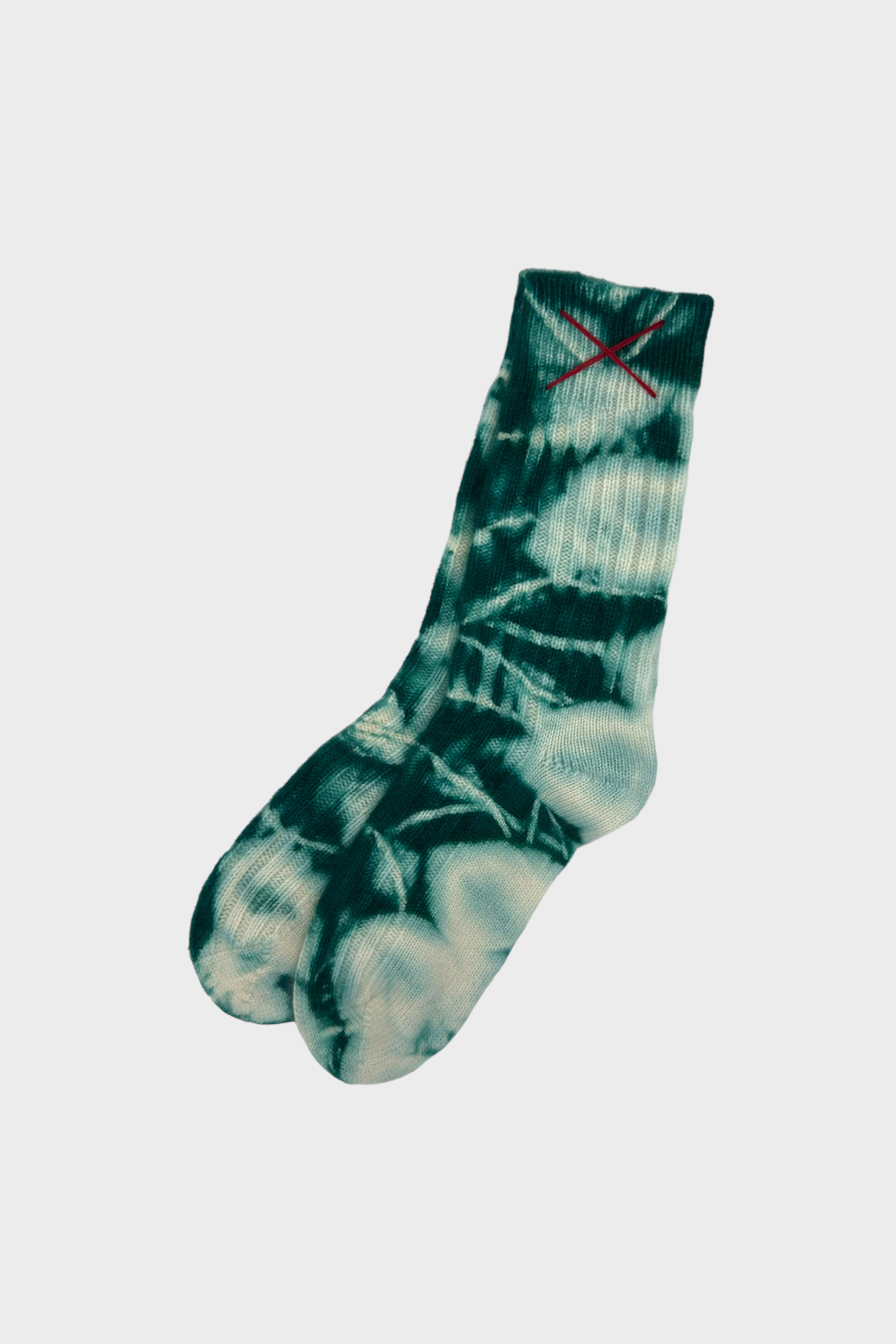 MELL-O Tie Dye Cashmere Socks in Bottle Green