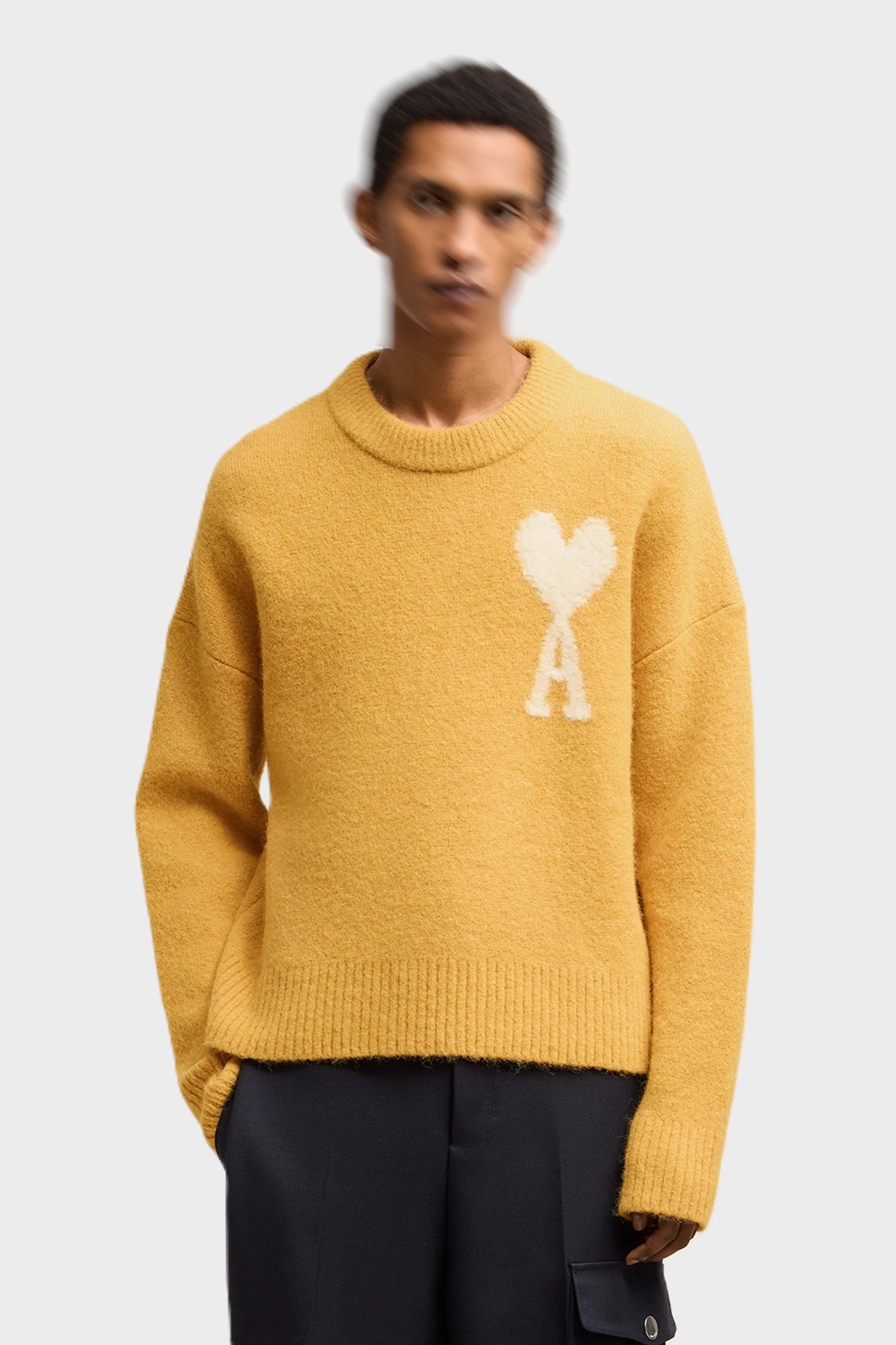 AMI PARIS de Coeur Heavy Knit Pullover in Mustard