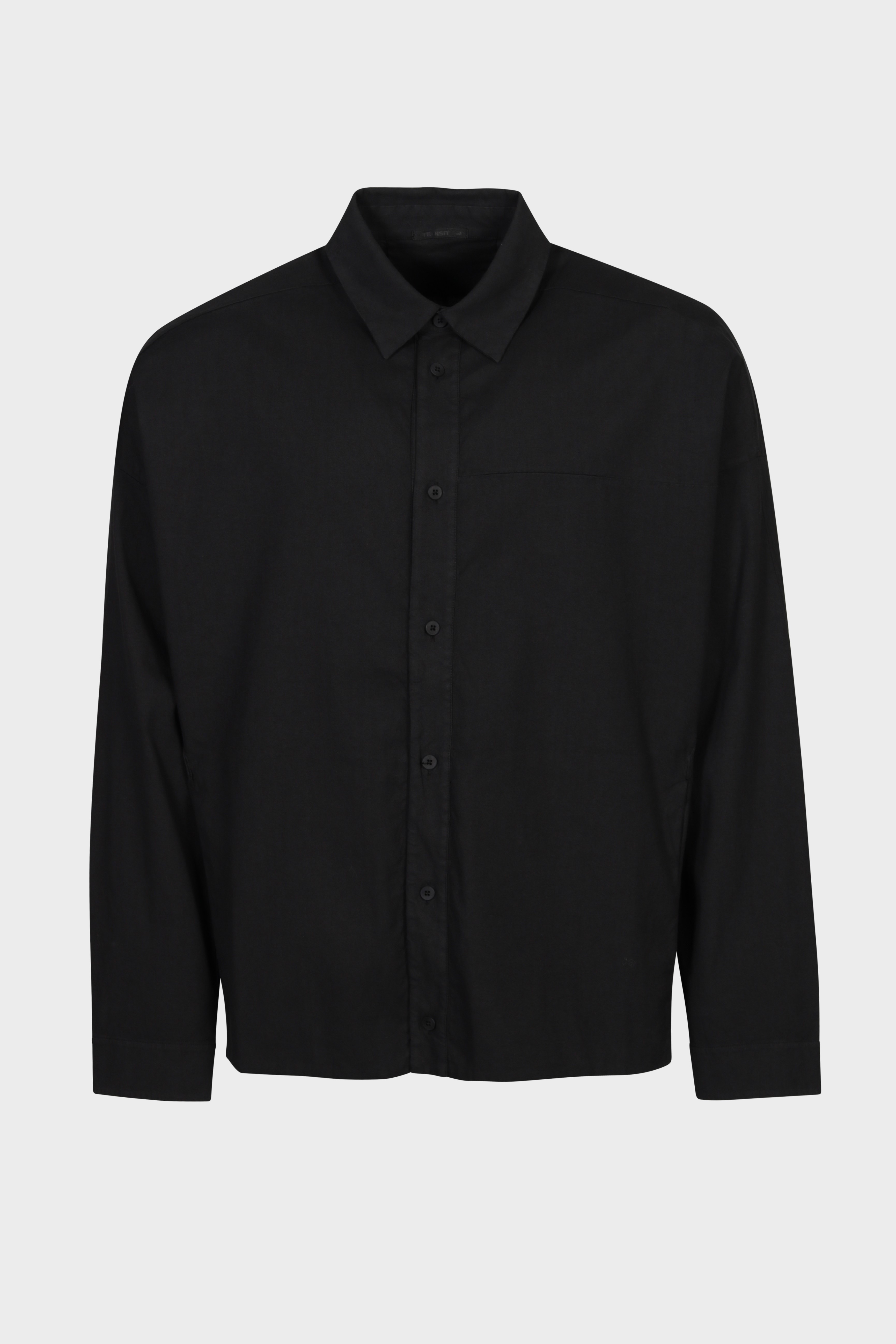 TRANSIT UOMO Ghost Cotton Linen Stretch Shirt in Black