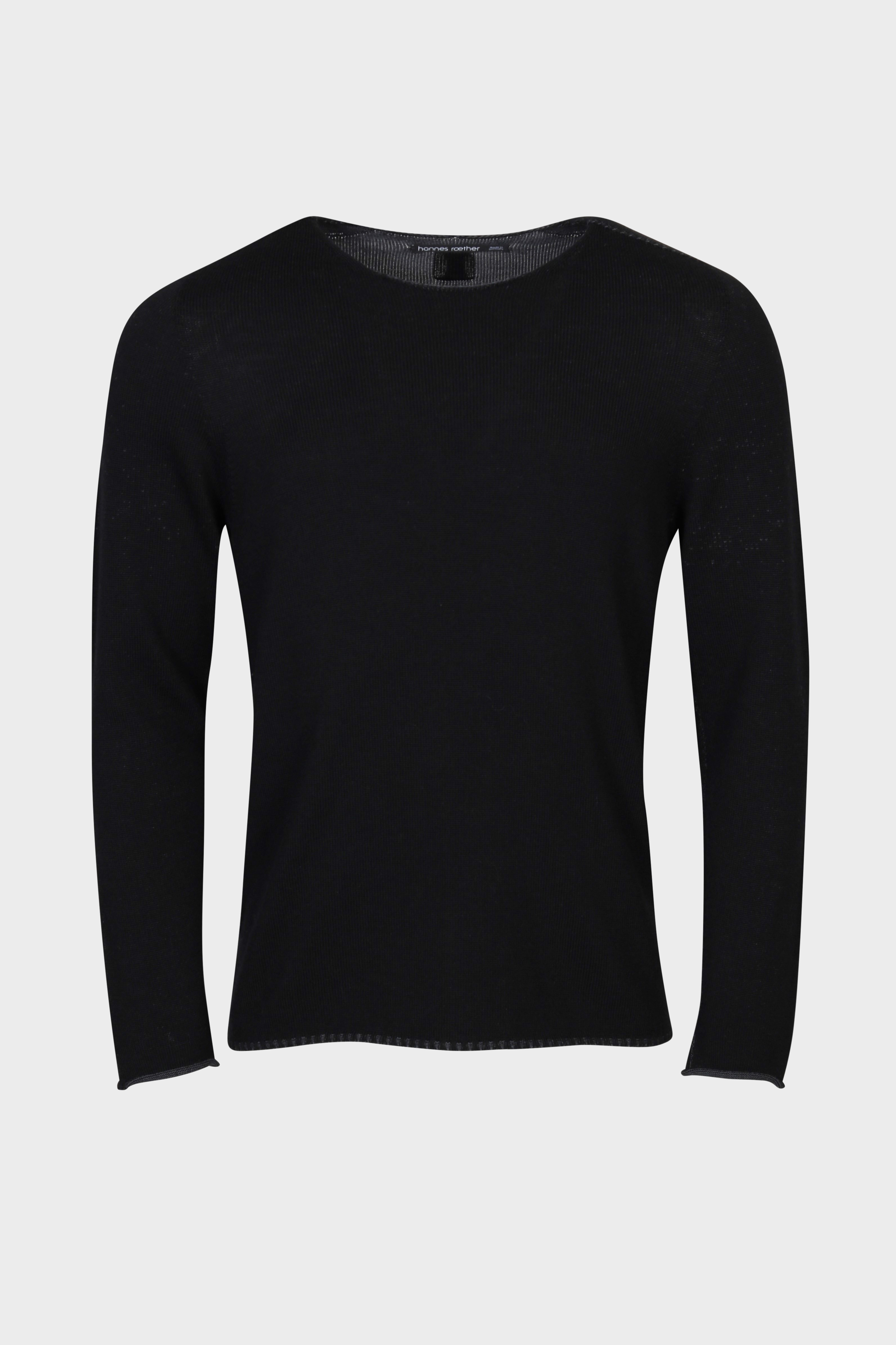 HANNES ROETHER Light Knit Pullover in Black/Posh