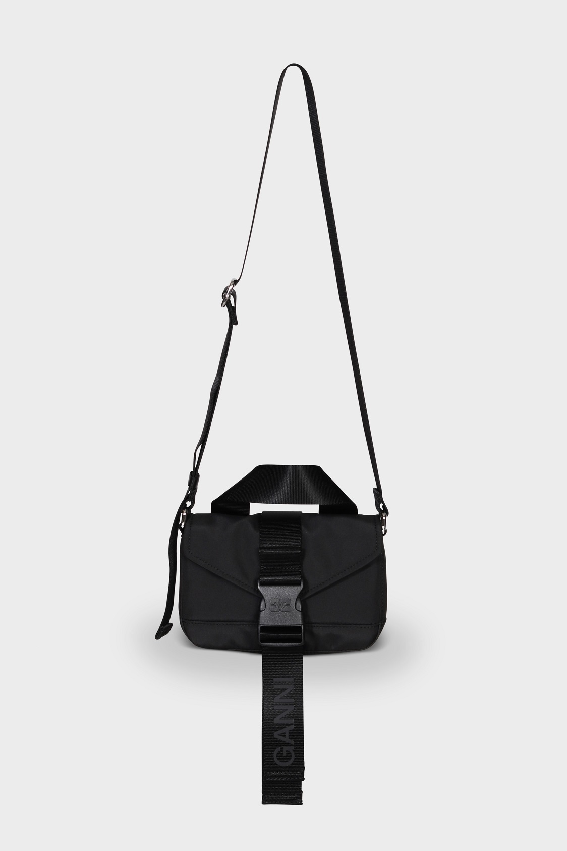 GANNI Recycled Tech Mini Satchel in Black