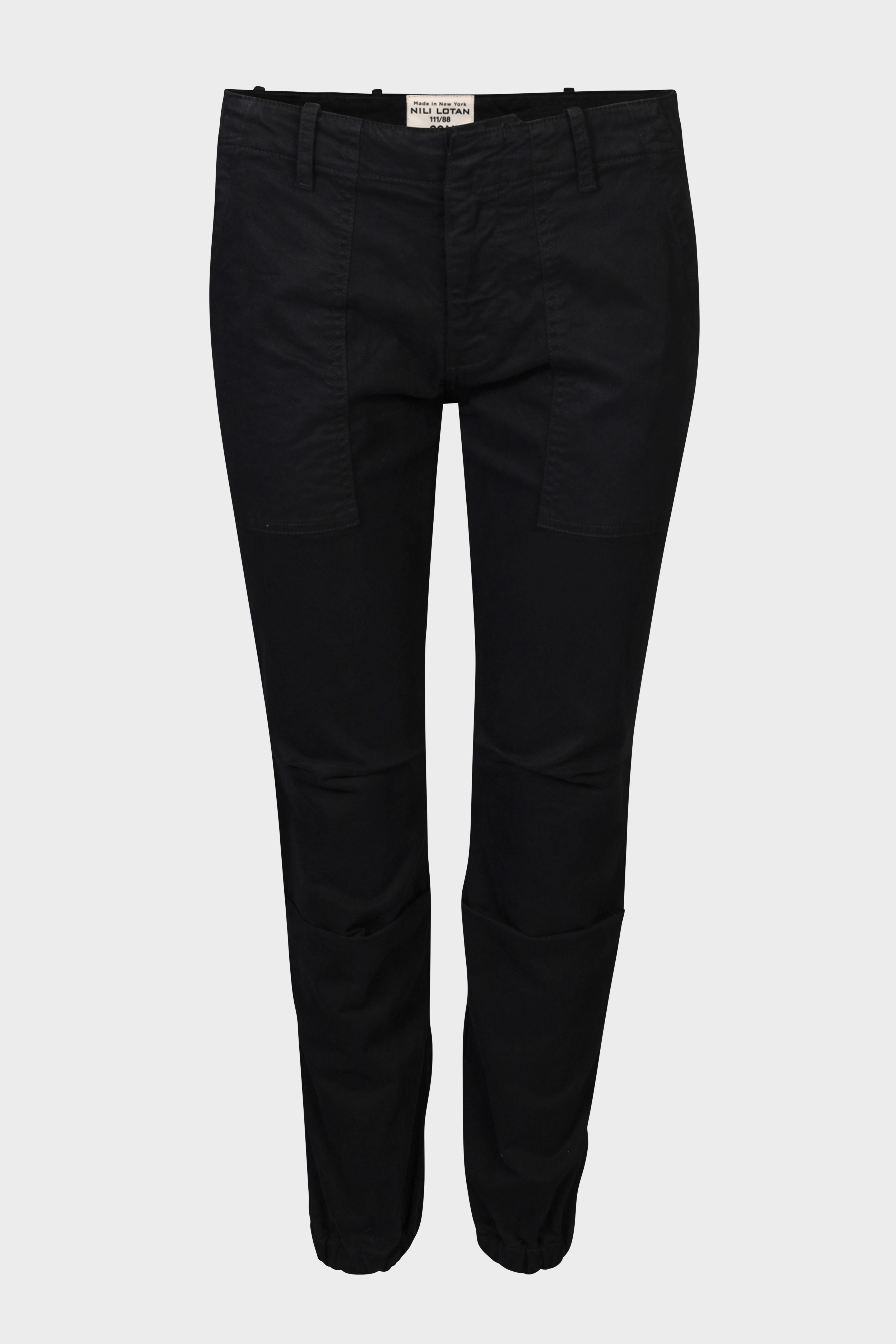 NILI LOTAN Cropped Military Pant in Jet Black