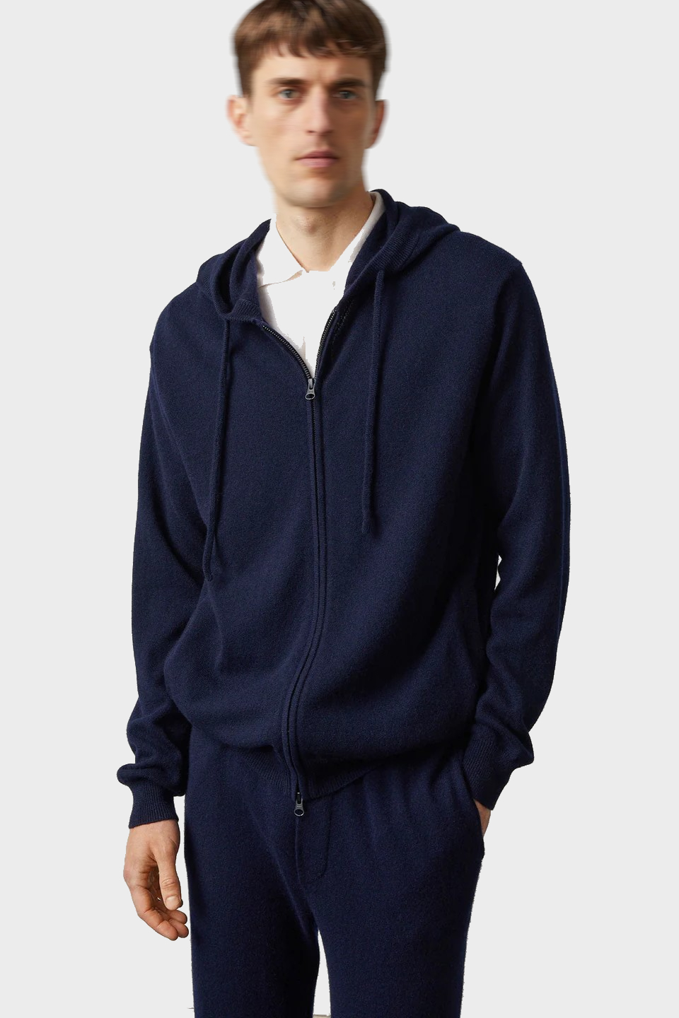 LISA YANG Emerson Cashmere Zip Hoodie in Navy