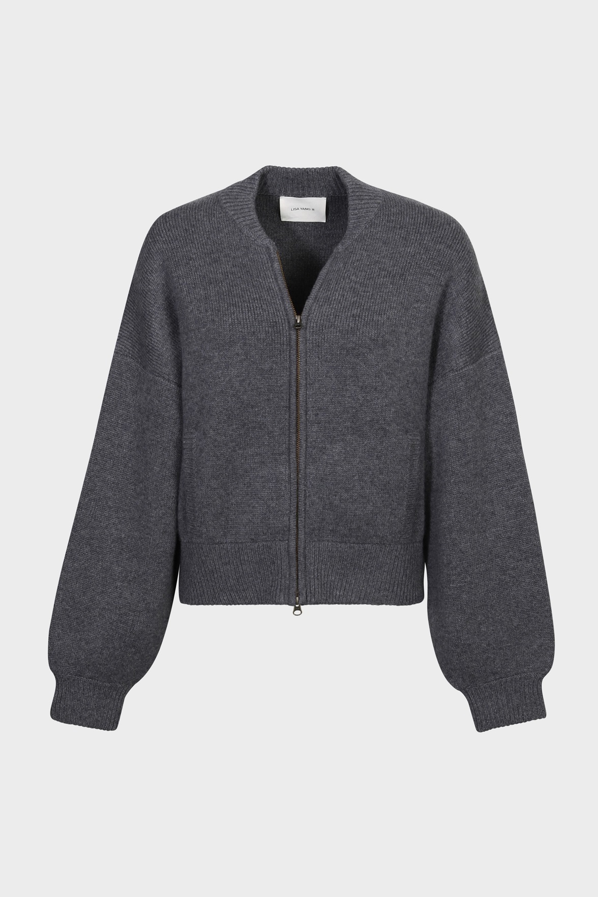 LISA YANG Kirsti Cashmere Bomber Jacket in Graphite 1 / S-M