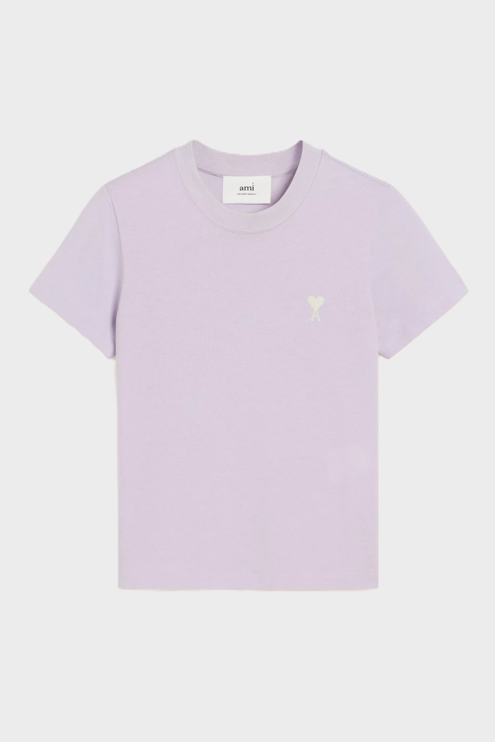 AMI PARIS de Coeur Cropped T-Shirt in Lilac/Off White