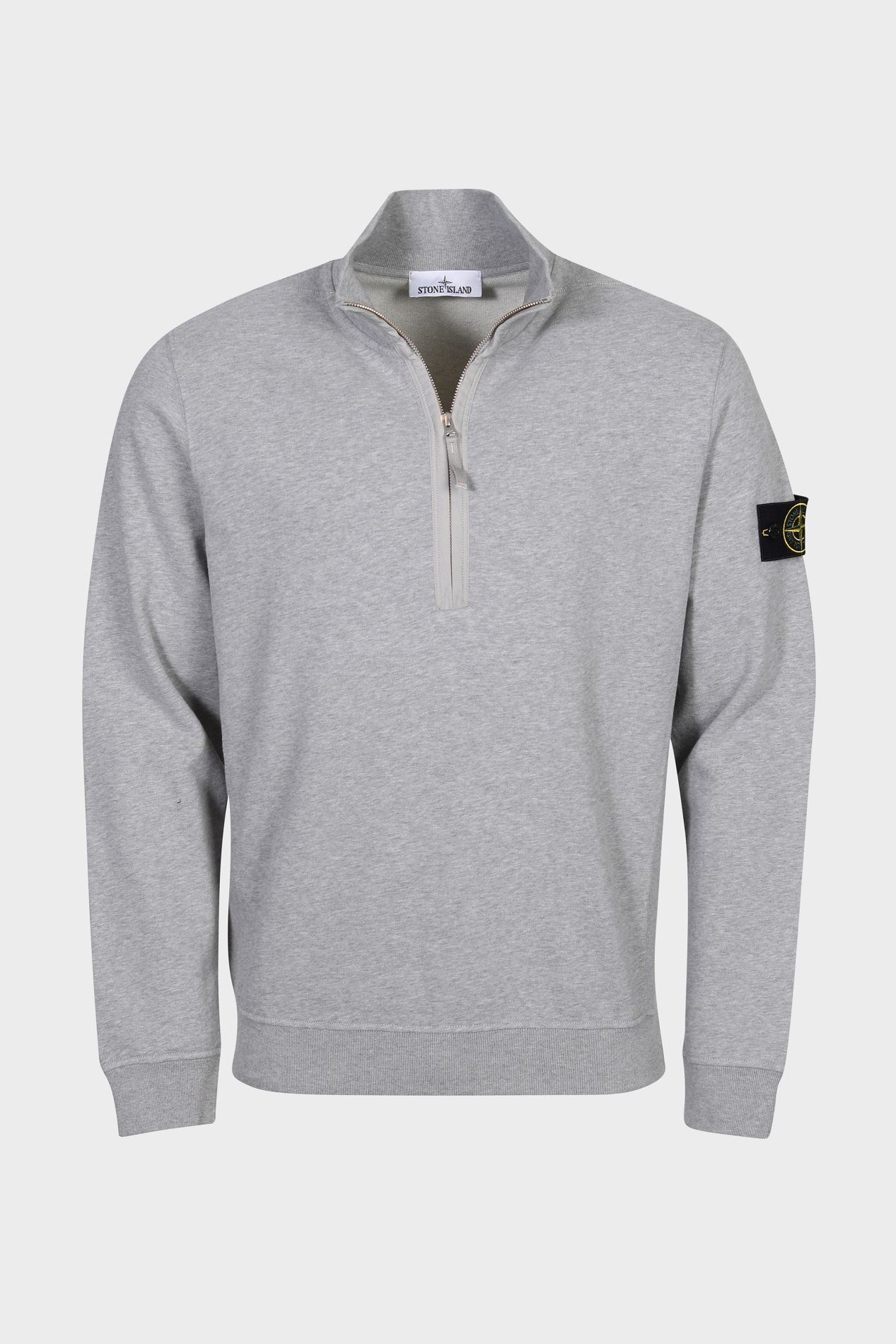 STONE ISLAND Half Zip Sweatshirt in Heather Grey