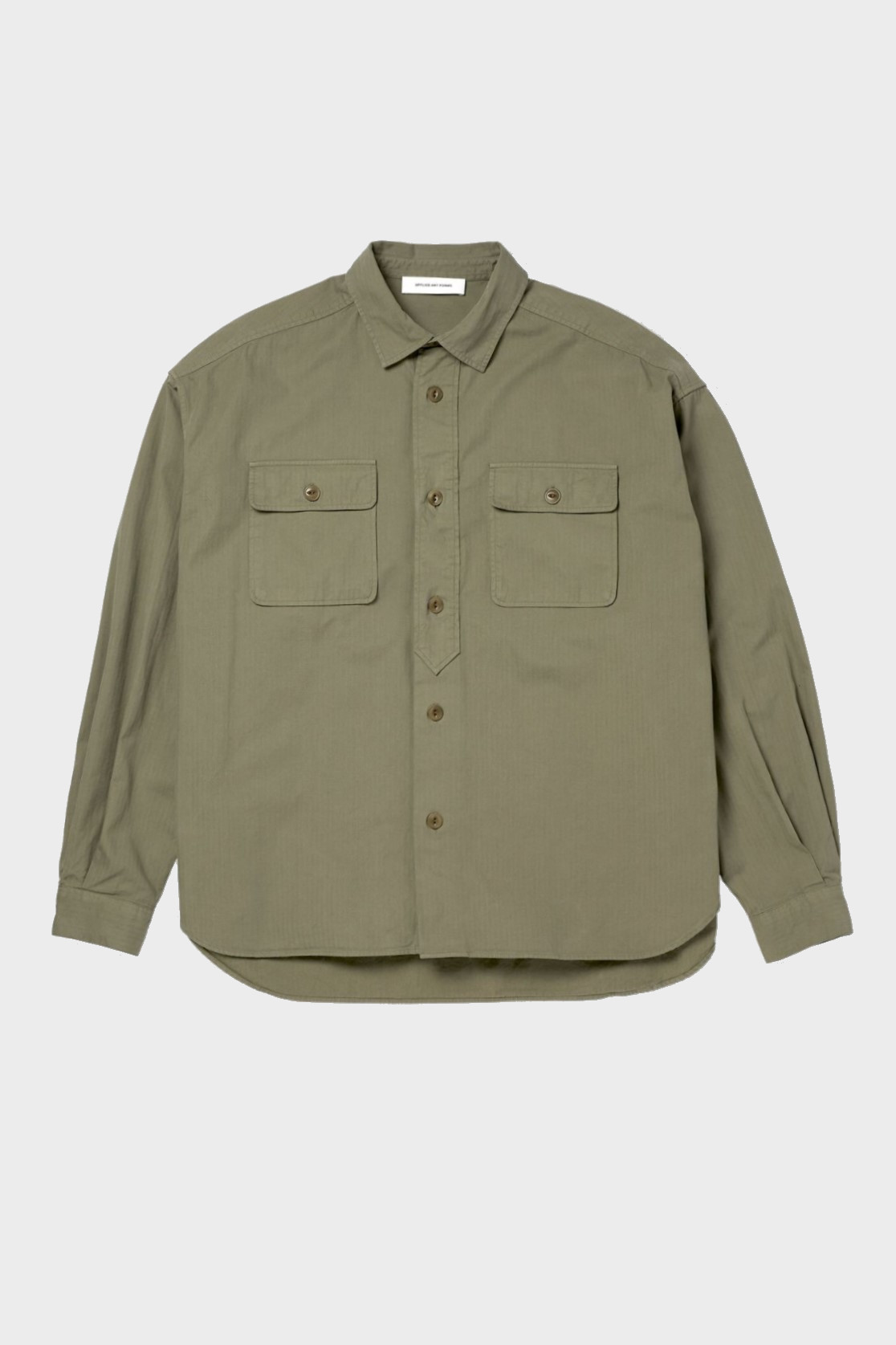 APPLIED ART FORMS Cotton Woven Overshirt in Dust Green