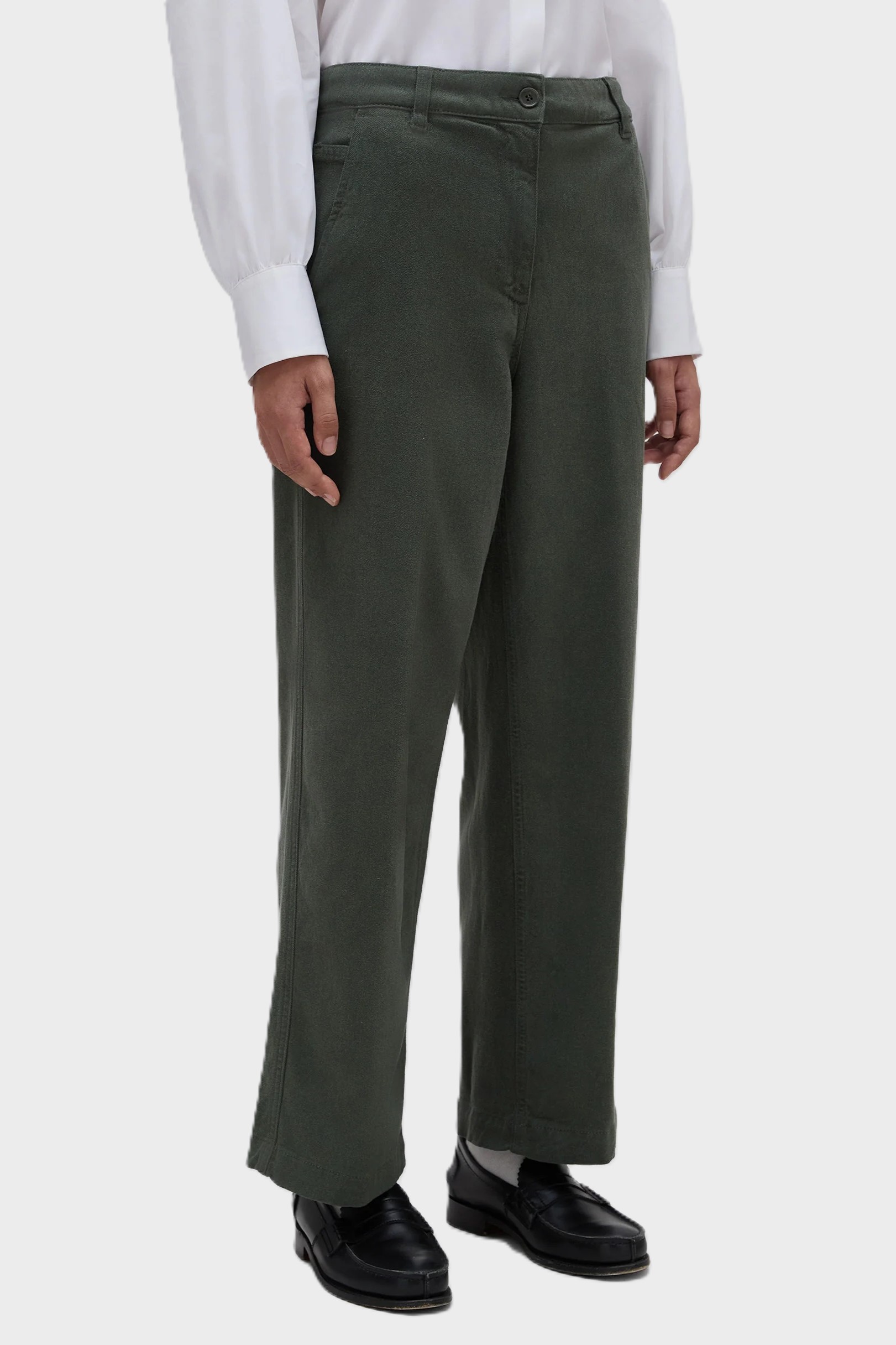 ASPESI Soft Twill Cropped Pant in Washed Olive