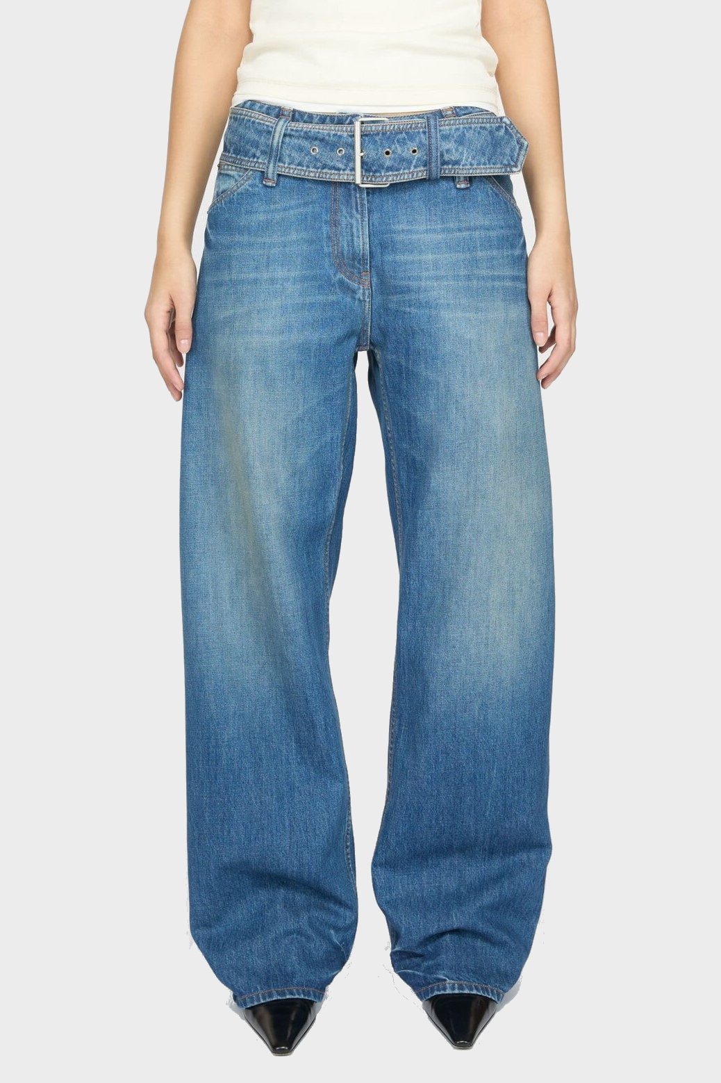 ACNE STUDIOS Belt Loose Fit  Jeans in Mid Blue