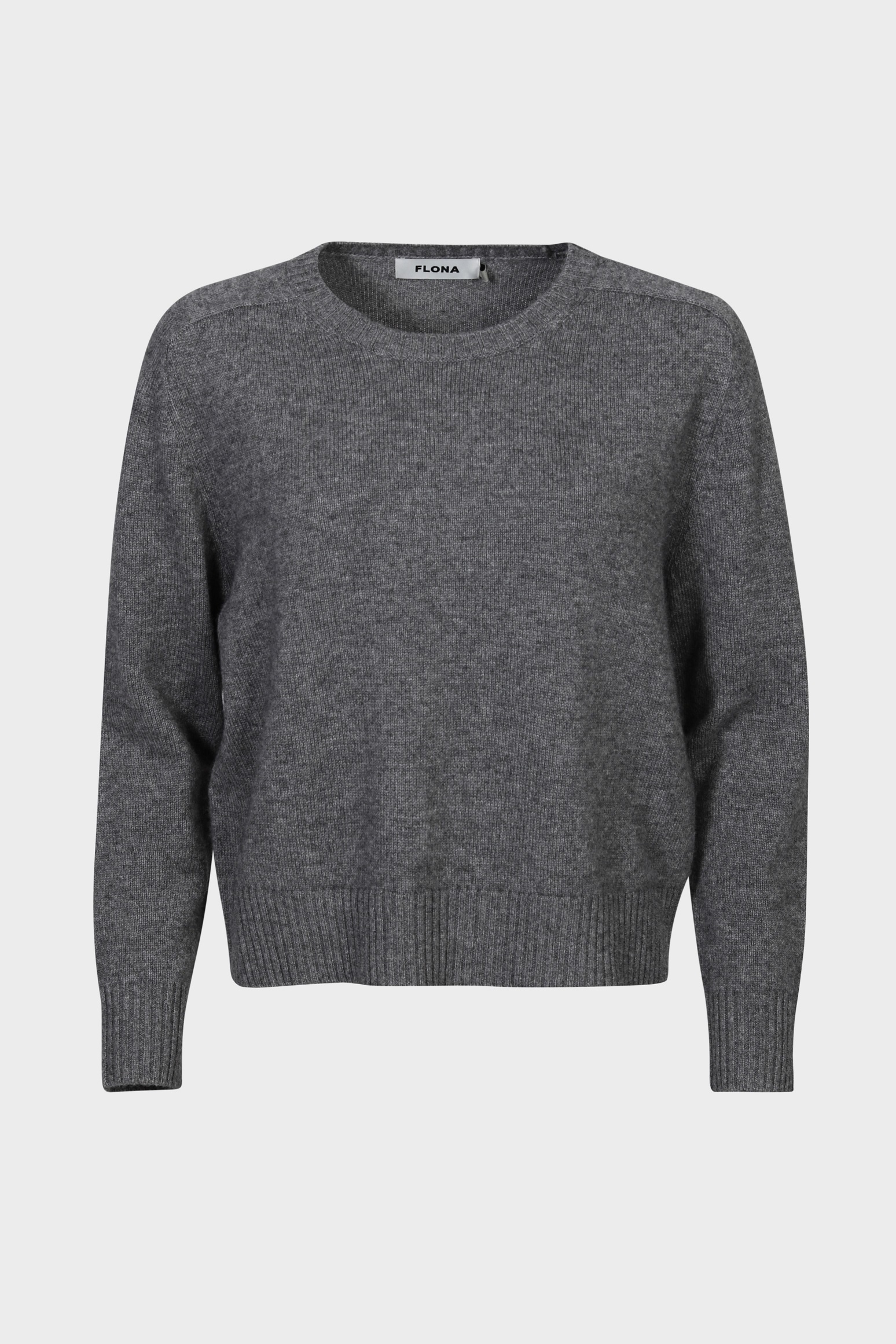 FLONA Short Cashmere Sweater in Grey Melange