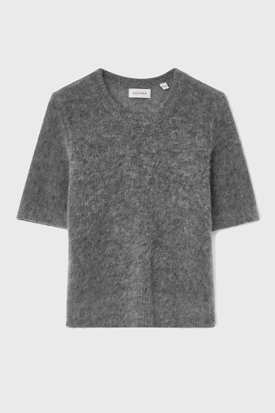 DAGMAR Brushed Alpaca Knit T-Shirt in Dark Grey