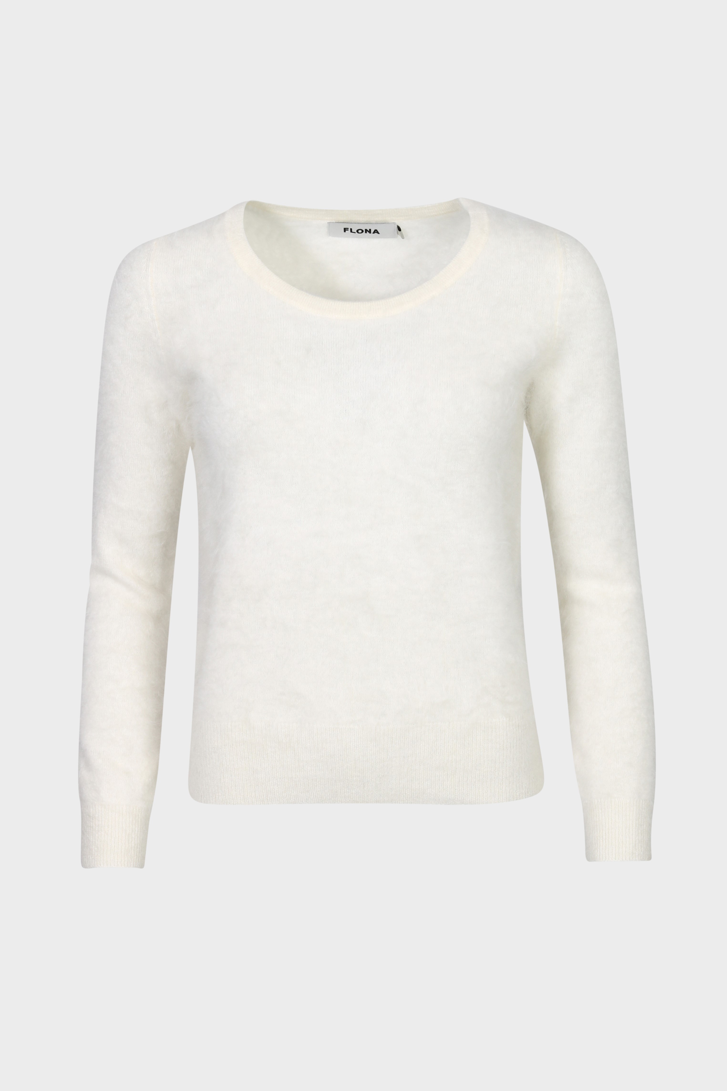 FLONA Brushed Cashmere Sweater in Offwhite