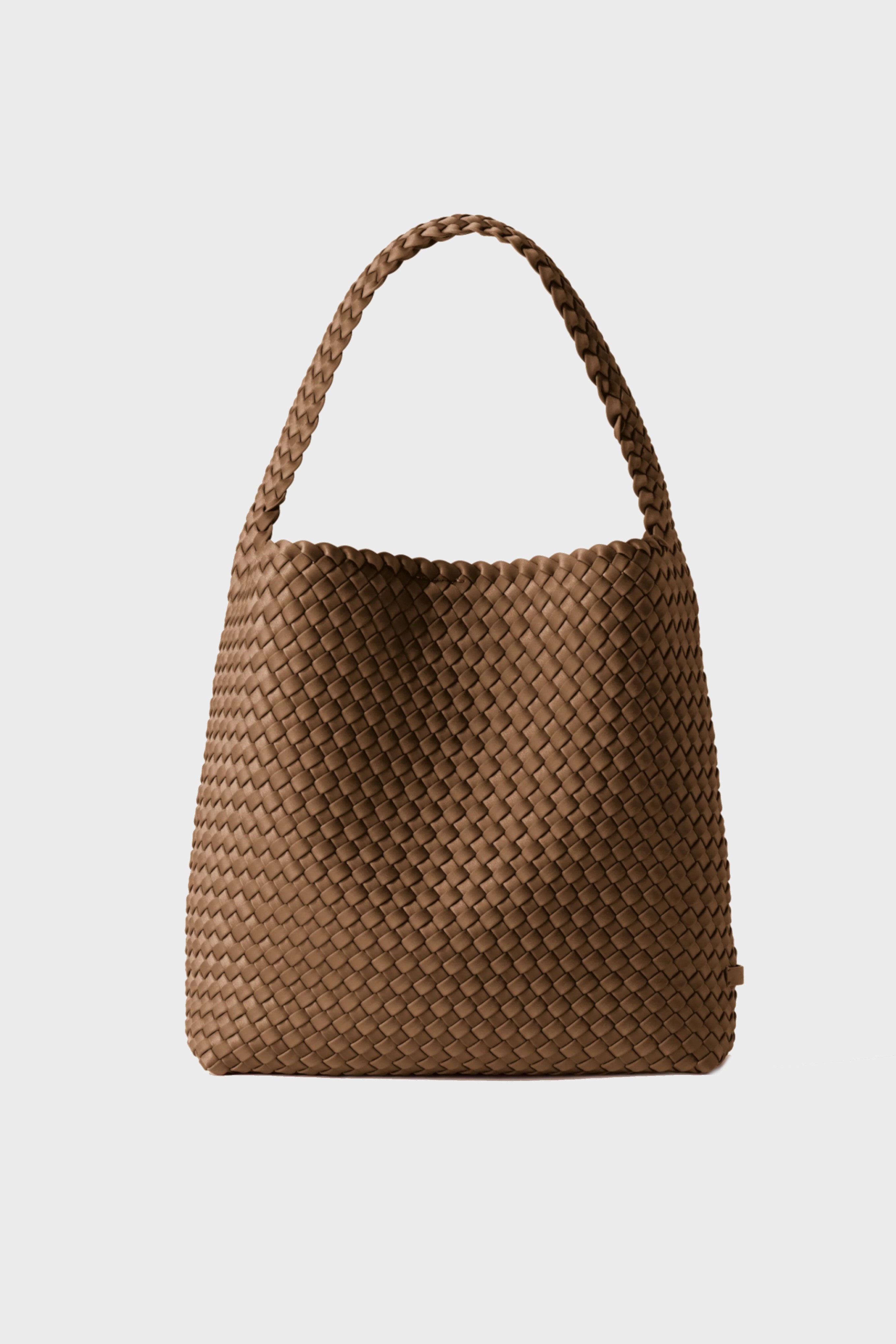 NAGHEDI Handwoven Medium Nomad Hobo Bag in Mink