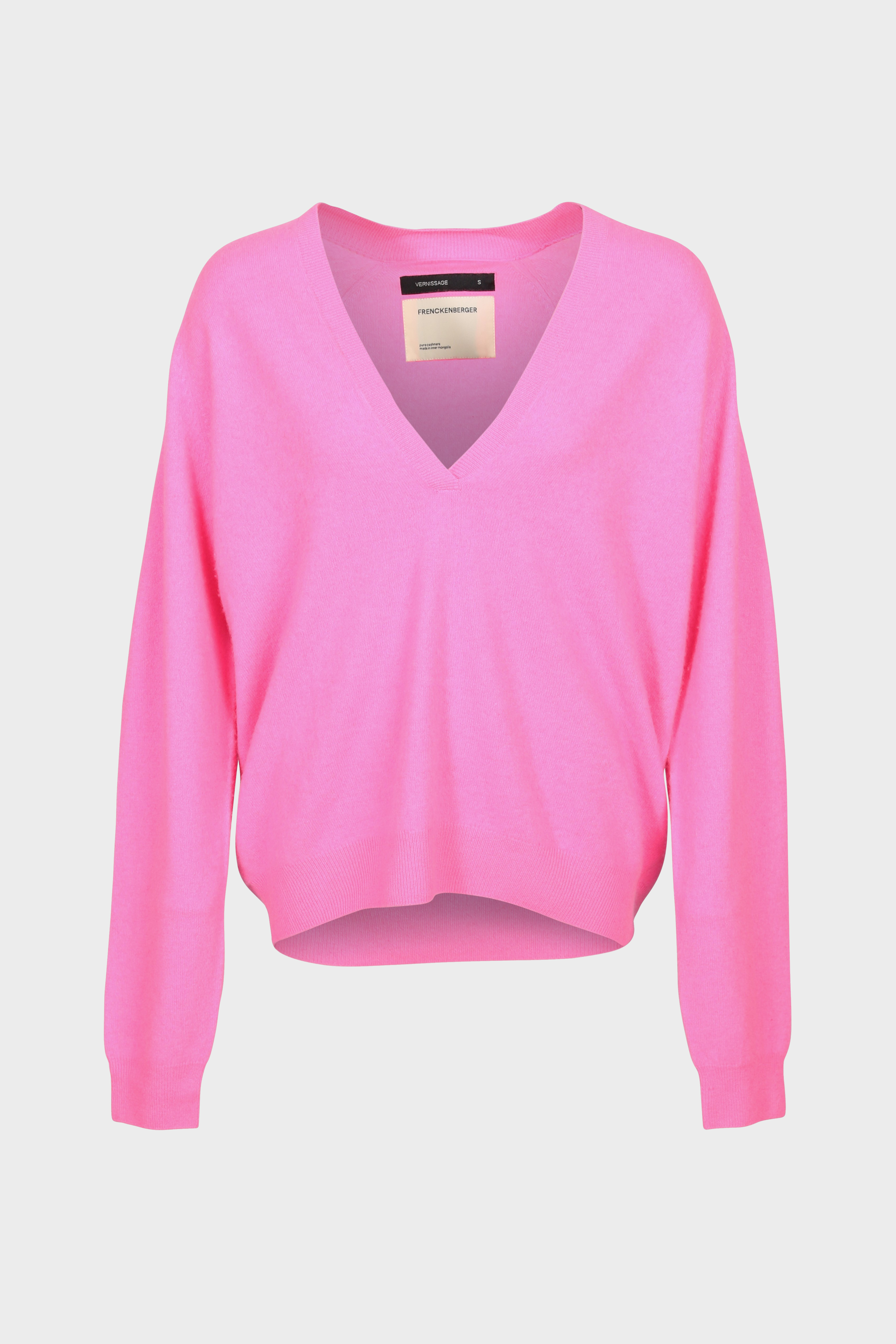 FRENCKENBERGER Johnny Deep V-Sweater in Neon Pink