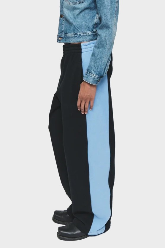 6397 Curved Sweat Trackpant in Black/Blue