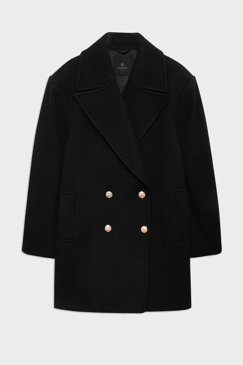 Black and white peacoat on sale