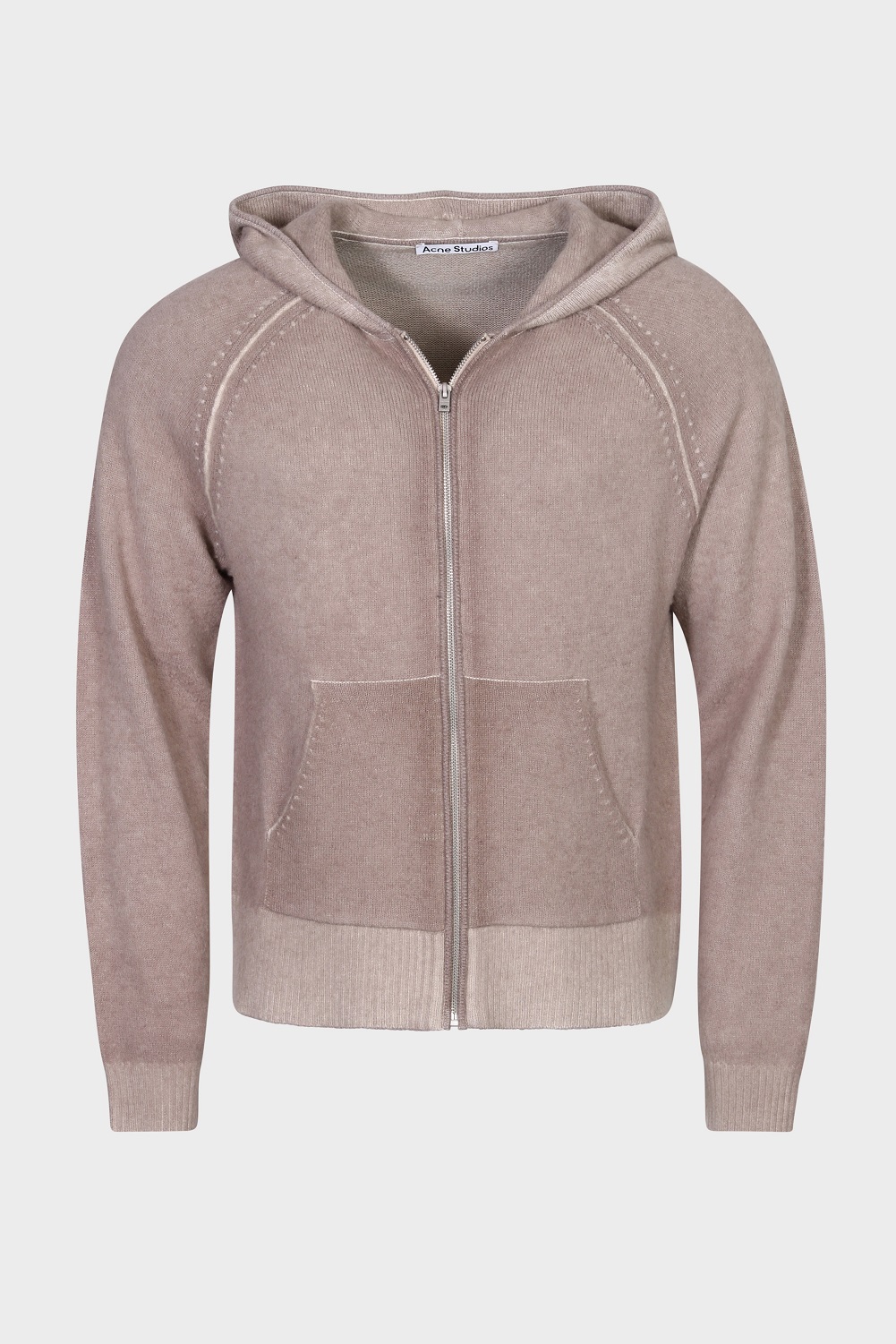 ACNE STUDIOS Vintage Knit Zip Hoodie in Beige Washed