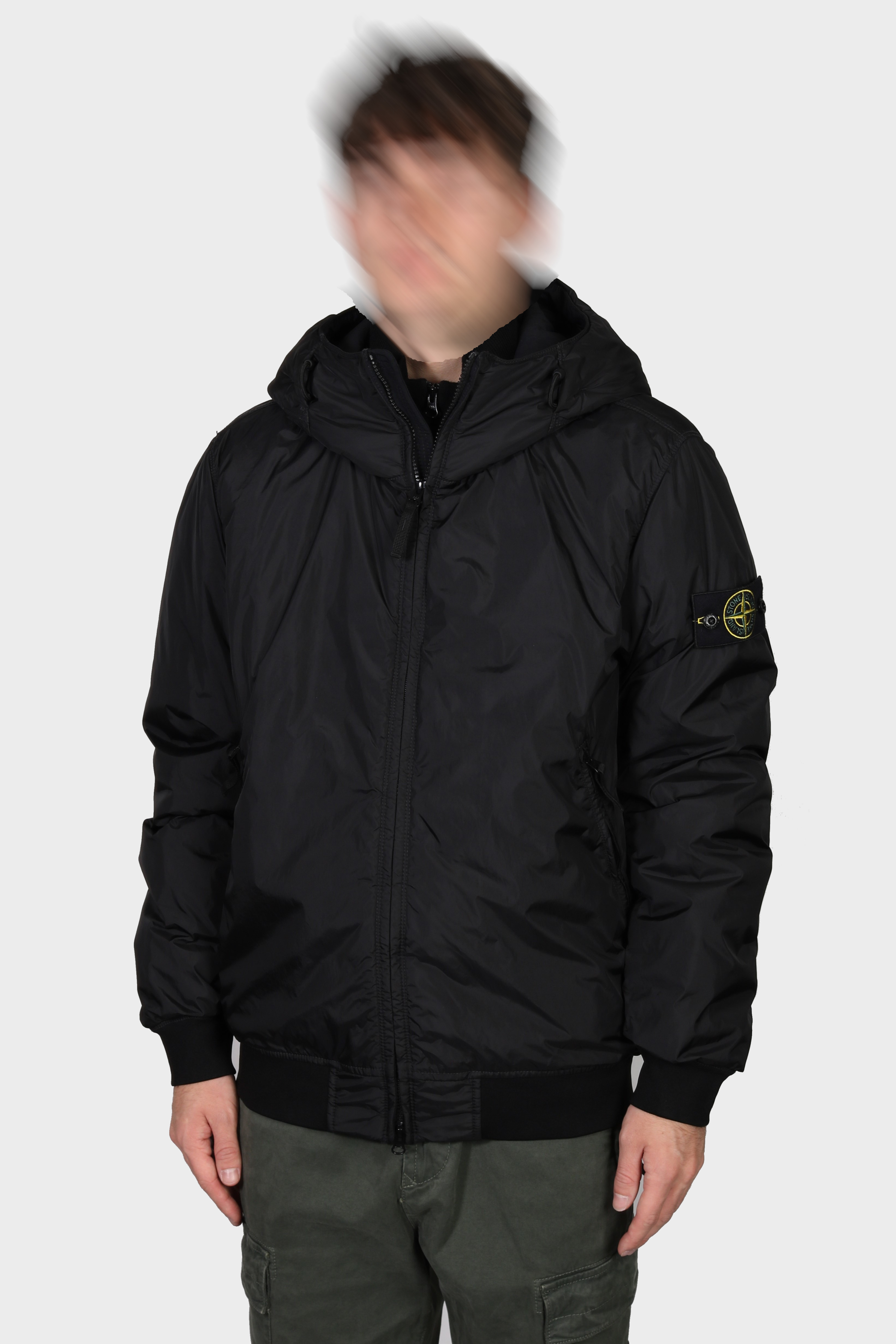 STONE ISLAND Garment Dyed Crinkle Reps Hooded Jacket in Black