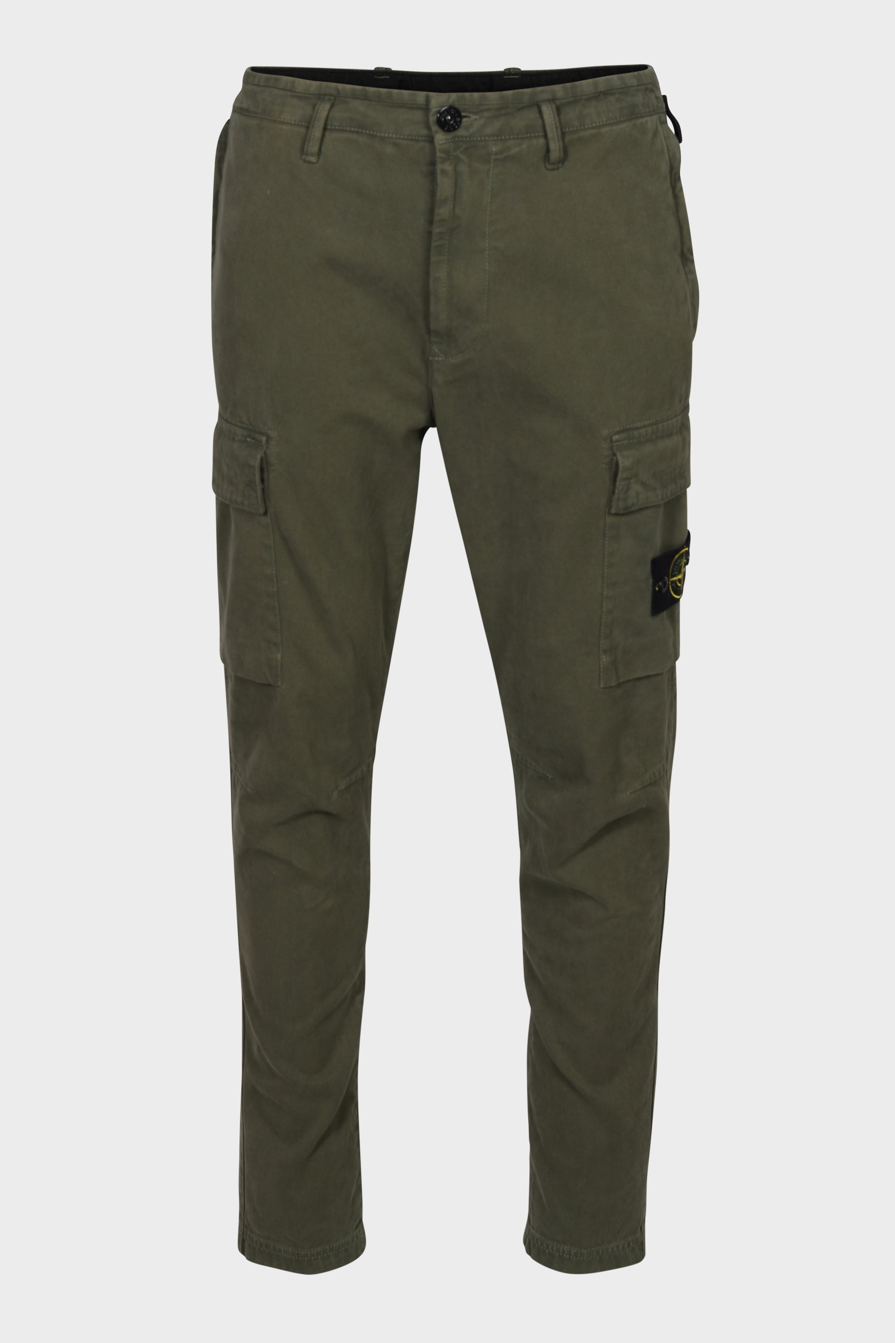 STONE ISLAND Cotton Canvas Cargo Pant in Washed Olive