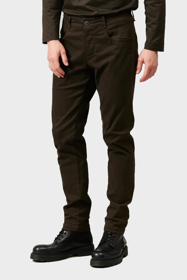 TRANSIT UOMO Cotton Stretch Pant in Brown